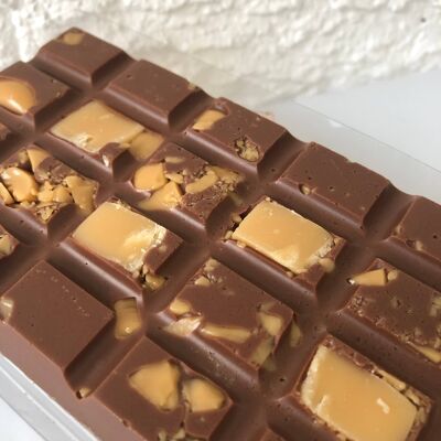 Belgian milk chocolate bar with toffee and fudge pieces