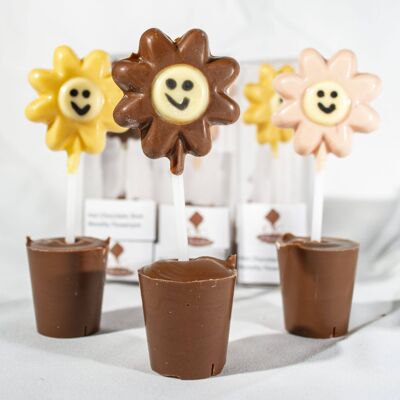 Hot chocolate shot - Novelty flowerpot with pink flower