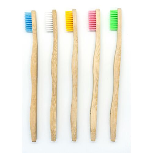 Bamboo Toothbrushes-Colourful- Pack of 5- Medium