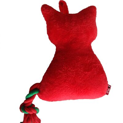 T&Z CAT SOFT TOYS NOISE PLUSH RED 28 CM
 ( With 100% cotton rope 15cm )