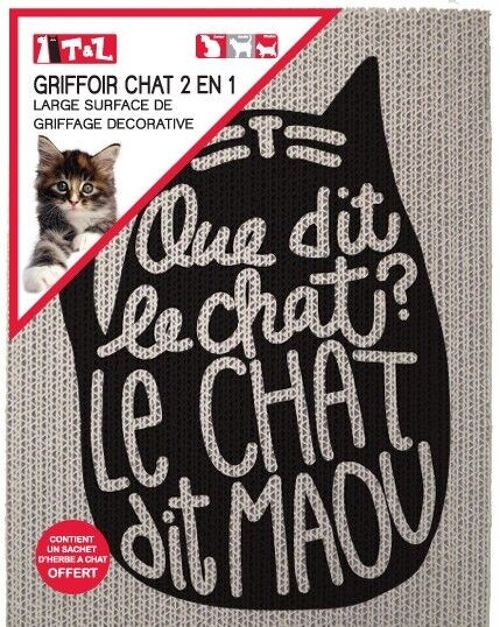 Griffoir 2 en 1 serigraphie + sachet herbe a chat