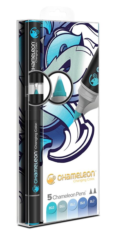 Pack 5 tons de bleus chameleon pens