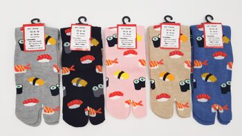 Chaussettes Japonaises Tabi en Coton et Motif Sushi Maki Made in Japan Taille Fr 34 - 40 2