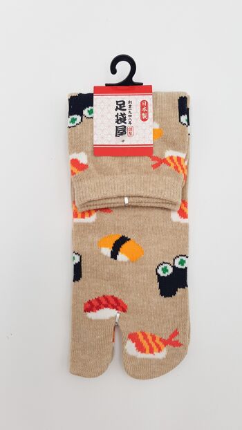 Chaussettes Japonaises Tabi en Coton et Motif Sushi Maki Made in Japan Taille Fr 34 - 40 6