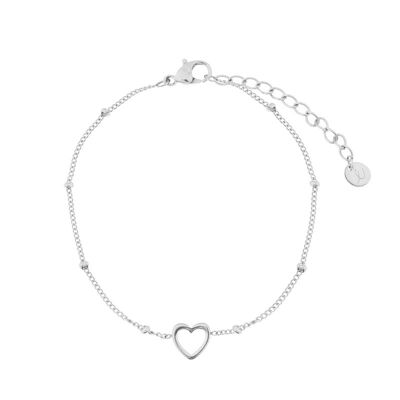 Bracelet share open heart - adult - silver