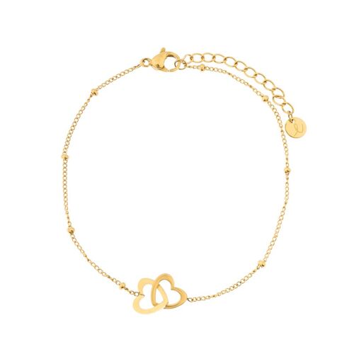 Bracelet share two hearts - adult - gold