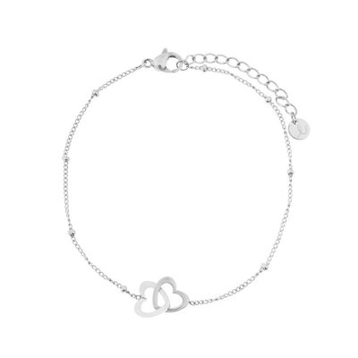 BRACELET PARTAGER DEUX COEURS - ENFANT - ARGENT