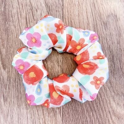 Floral Silk Scrunchie - Small