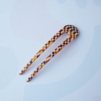 Honey Checker Hair Pin- épingle à cheveux en résine d’acétate à motif damier 5