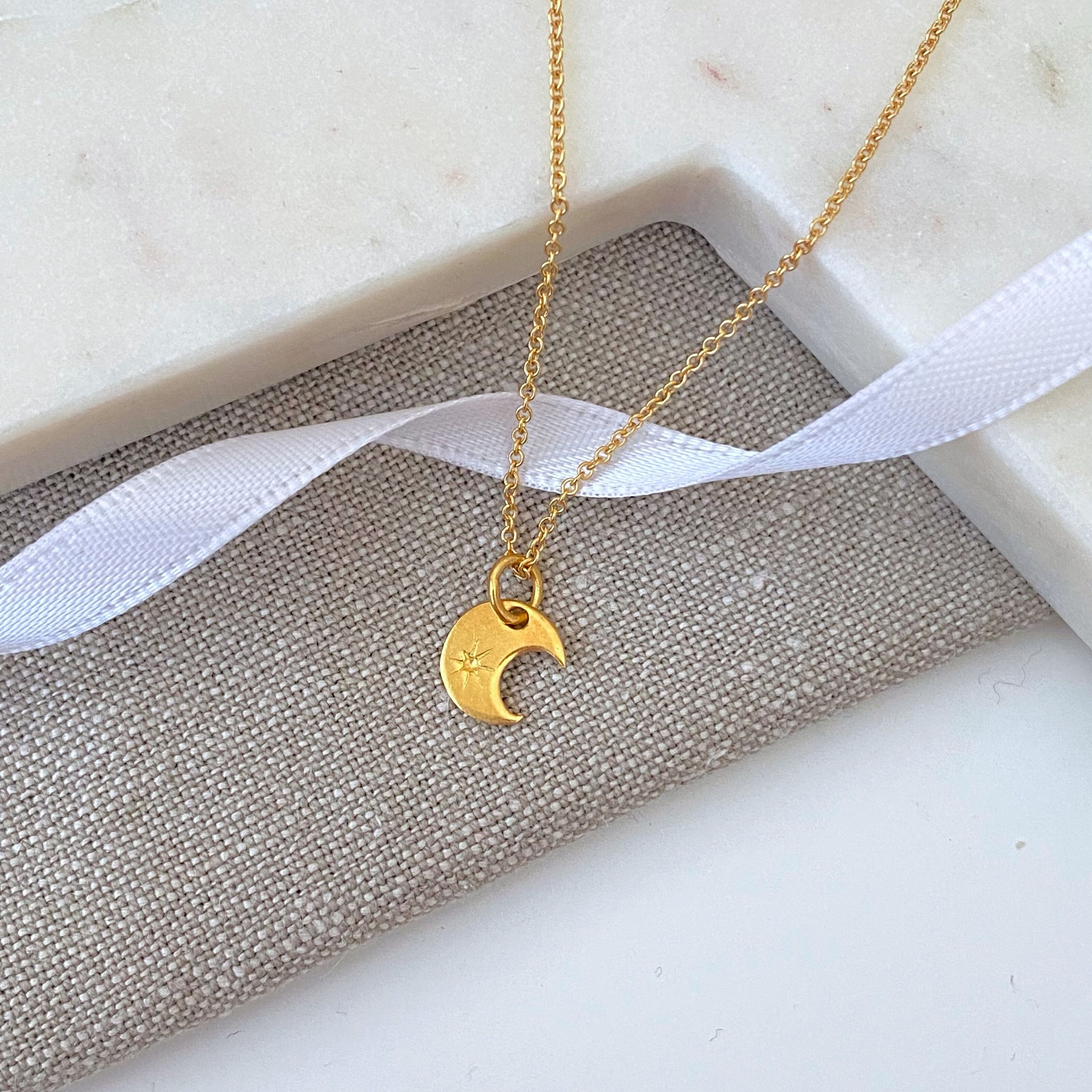 Stellar Eclipse Diamond Pendant Necklace in 14K Gold Vermeil on