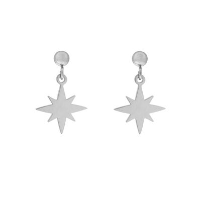 Stud earrings charm northstar - silver