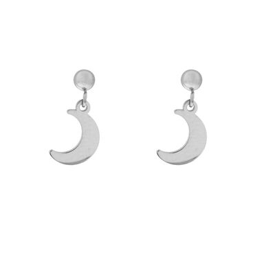 Stud earrings charm moon - silver