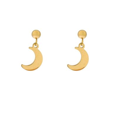 Stud earrings charm moon - gold