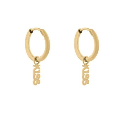Earrings minimalistic kiss - gold