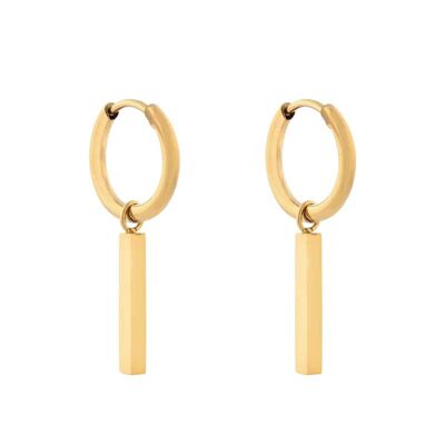 Earrings minimalistic bar large - gold