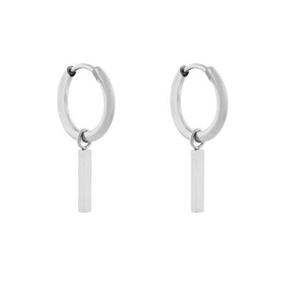 Earrings minimalistic bar medium - silver