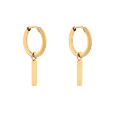 Earrings minimalistic bar medium - gold