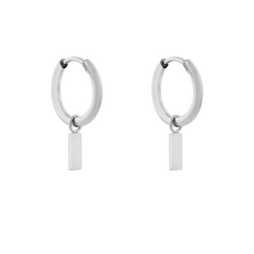 Earrings minimalistic bar small - silver