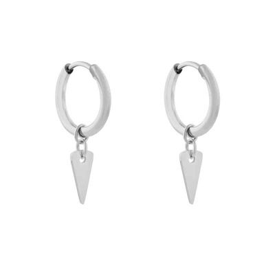 Earrings minimalistic triangle large - silver