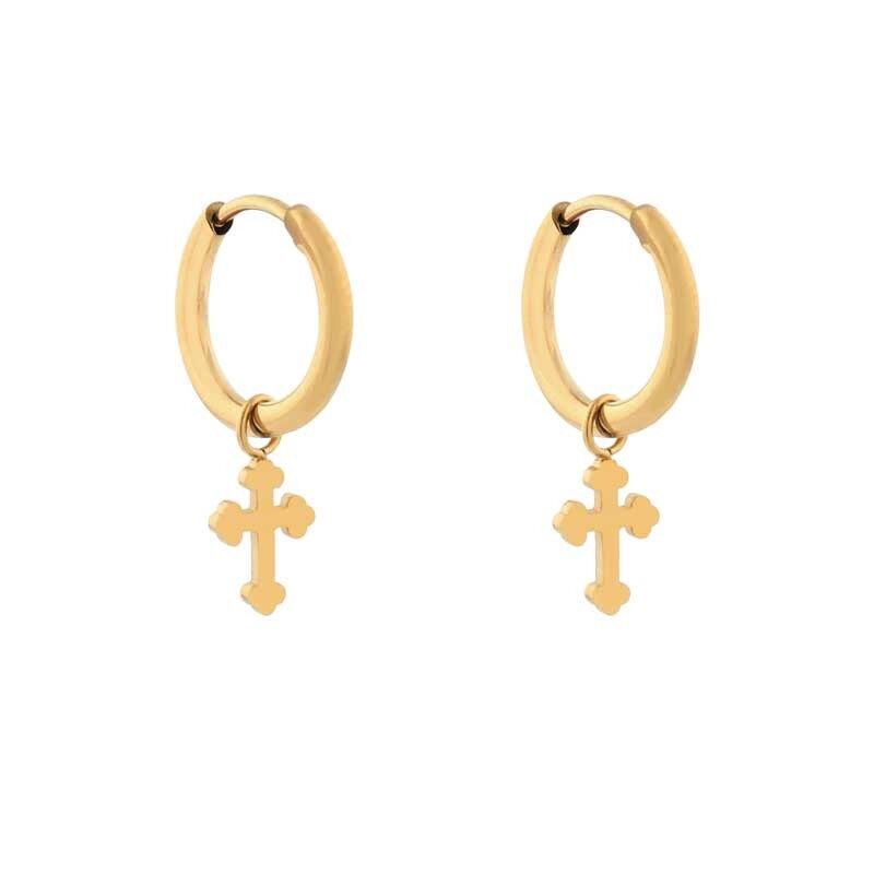 Baroque hot sale cross earrings