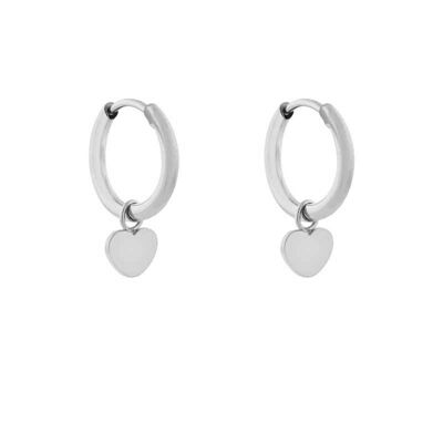 Earrings minimalistic heart - silver