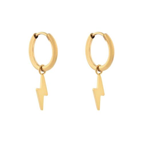 Earrings minimalistic lightning - gold