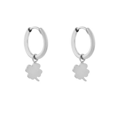 Earrings minimalistic clover - silver