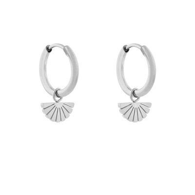 Earrings minimalistic fan - silver
