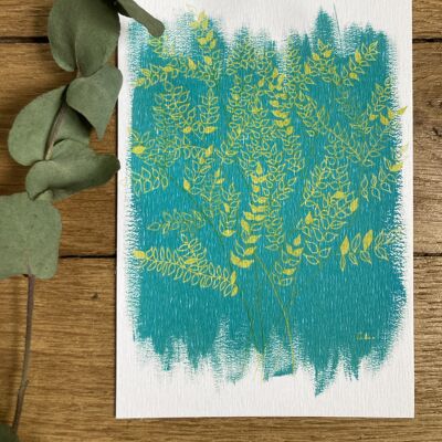 Carte postale - Primeur turquoise et dorée