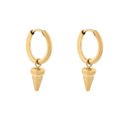 Earrings minimalistic horn bar - gold