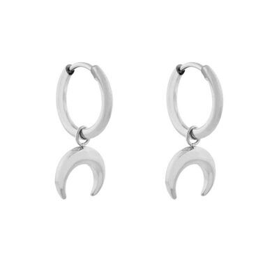 Earrings minimalistic horn large - silver
