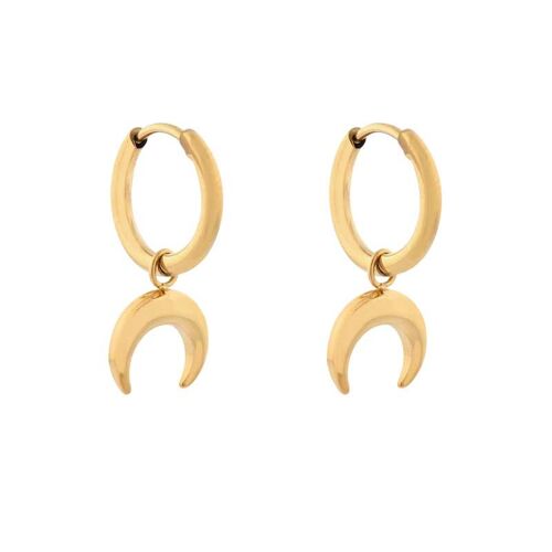 Earrings minimalistic horn large - gold