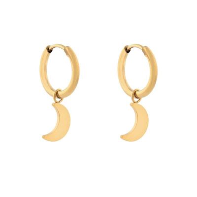 Earrings minimalistic moon large - gold