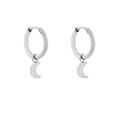 Earrings minimalistic moon small - silver