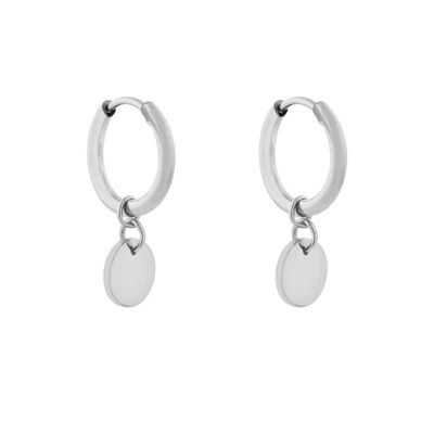 Earrings minimalistic coin - silver