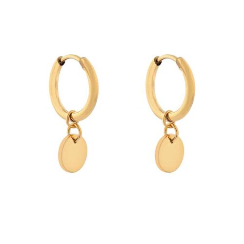 Earrings minimalistic coin - gold
