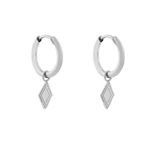 Earrings minimalistic diamond figure - silver