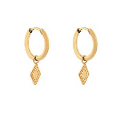 Earrings minimalistic diamond figure - gold