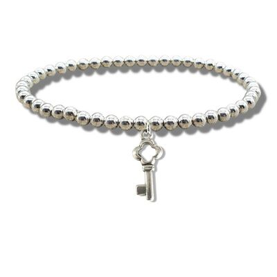 Schlüssel-Silber-Perlen-Armband
