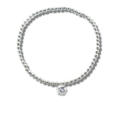 Cubic Zirconia Silver Beaded Bracelet