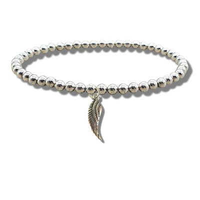 Engel-Feder-Silber-Perlen-Armband