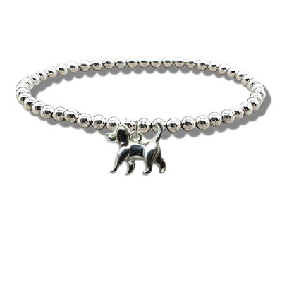 Bracciale con perline in argento con cane da passeggio