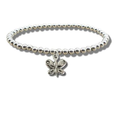 Bracciale con perline in argento a forma di farfalla