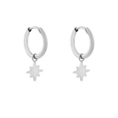 Earrings minimalistic northstar small - silver