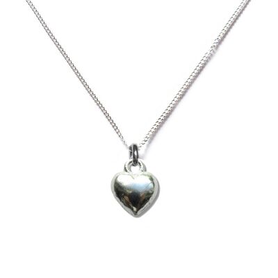 Collier Argent Coeur Puff