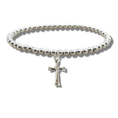 Kreuz-Silber-Perlen-Armband