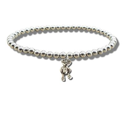 Mädchen-Teddy-Silber-Perlen-Armband