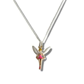 Collier en argent fée rose pour filles 1