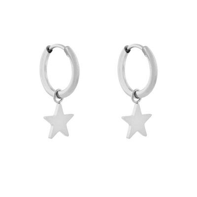 Earrings minimalistic star large - silver