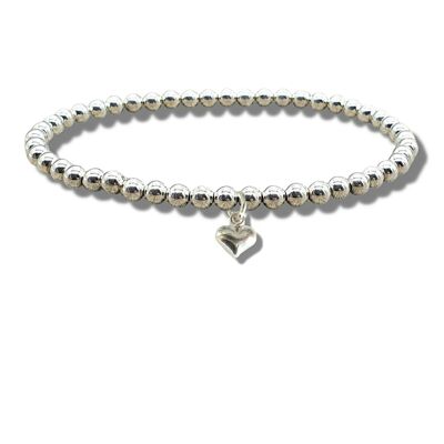Mädchen-Mini-Hauch-Herz-Silber-Perlen-Armband